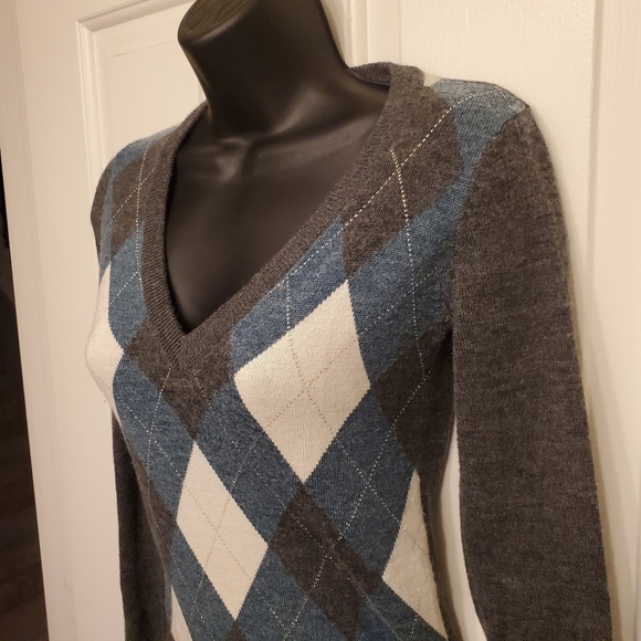 Aritzia Talula Argyle Wool / Acrylic Blue Black - Picture 2 of 8